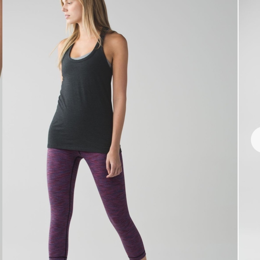 VINTAGE LULULEMON Wunder Under Crop II Diamond Jacquard Space Dye Blue Purple S…